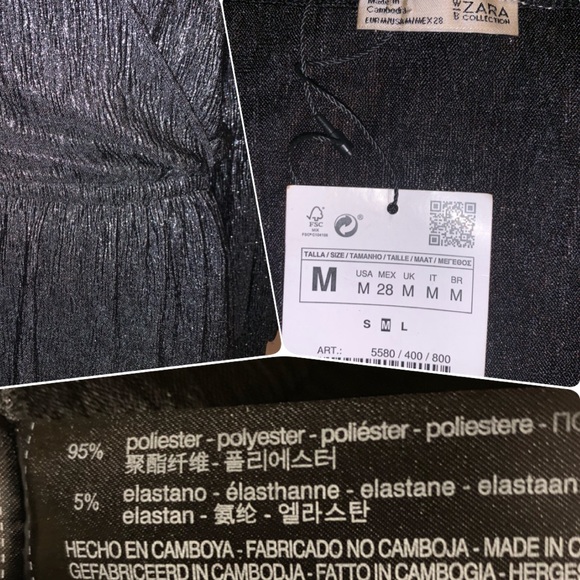 🆕 Zara Black Metallic Surplice Mini Dress Sz M - Picture 8 of 8